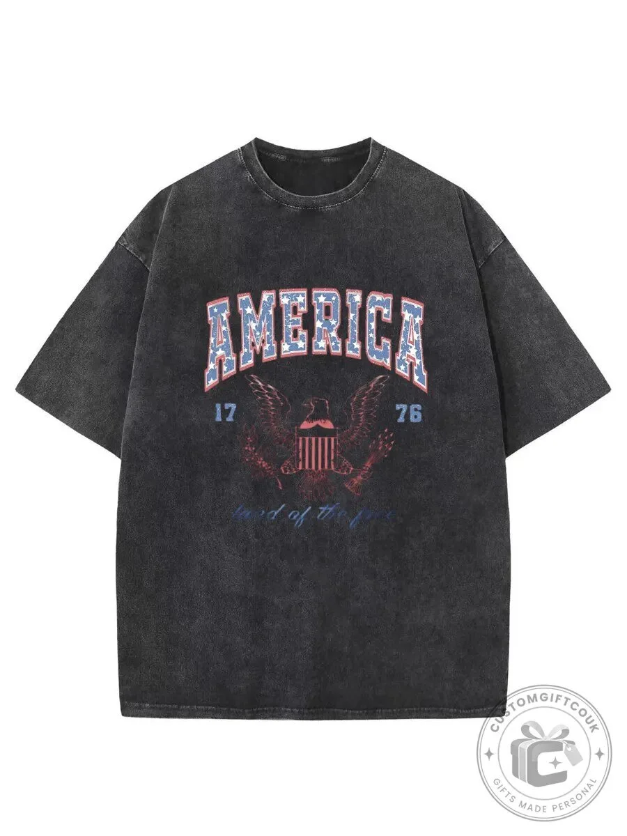 Vintage America 1776 Distressed Washed Graphic T-Shirt