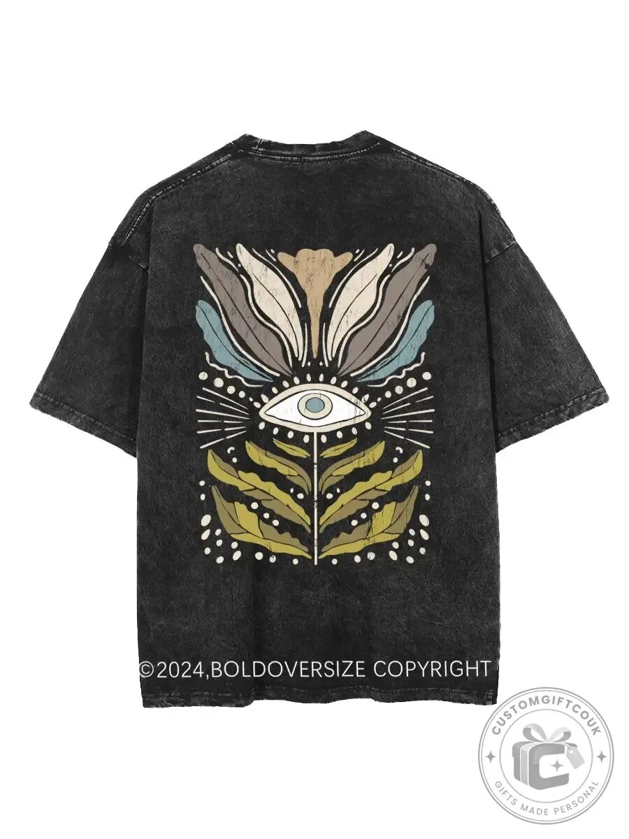Mystical Floral Eye Vintage Washed Graphic T-Shirt